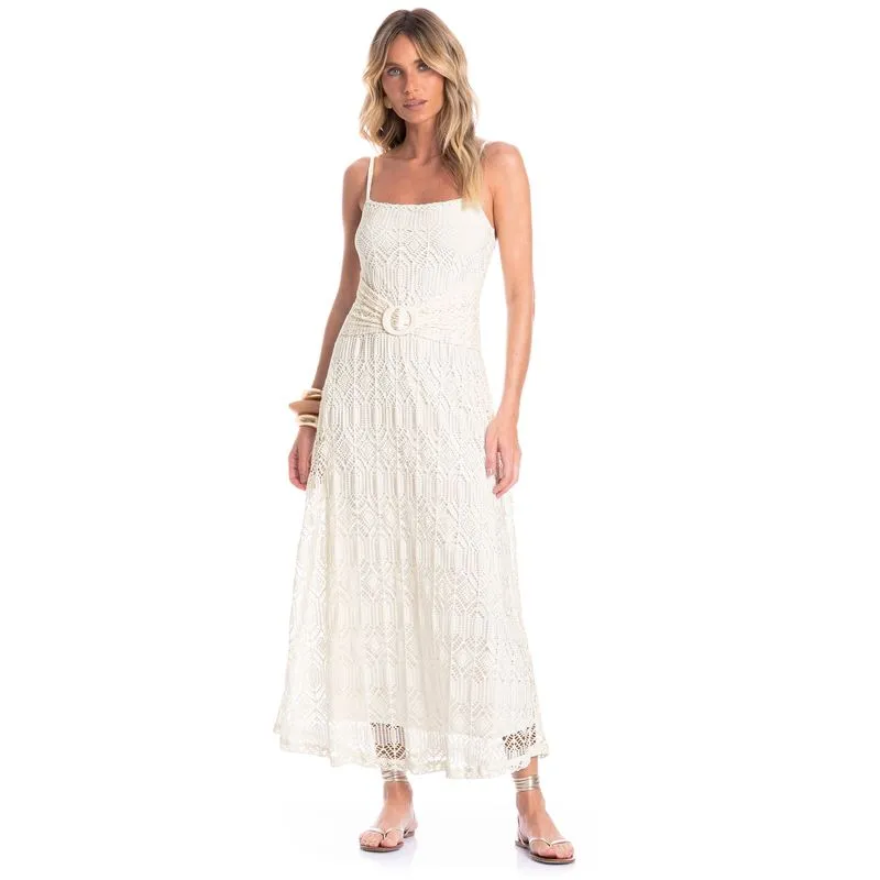 Vestido Feminino Alcinha Com Cinto Barolo Branco/PP