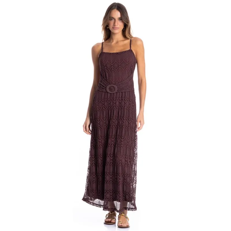 Vestido Feminino Alcinha Com Cinto Barolo Vermelho/G