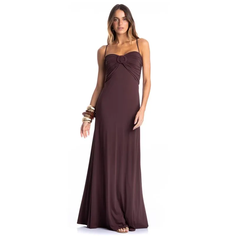 Vestido Feminino Longo Alcinha Barolo Vermelho/M