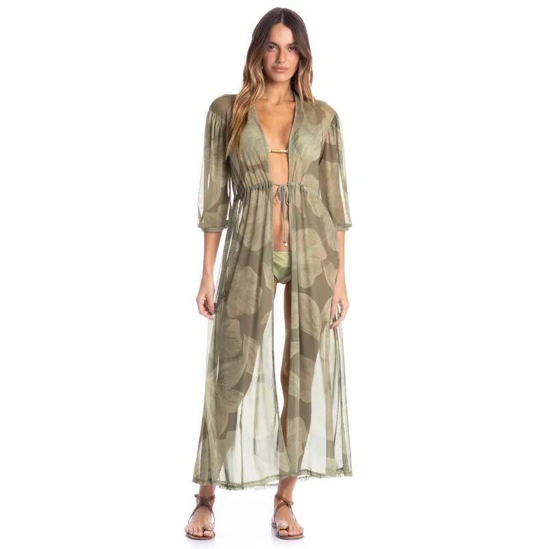 Kaftan Em Tule Com Manga Bruma Verde/M
