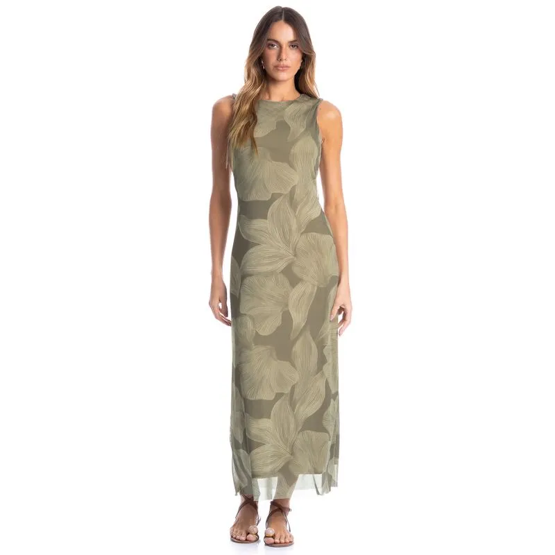 Vestido Feminino Em Tule Bruma Verde/M