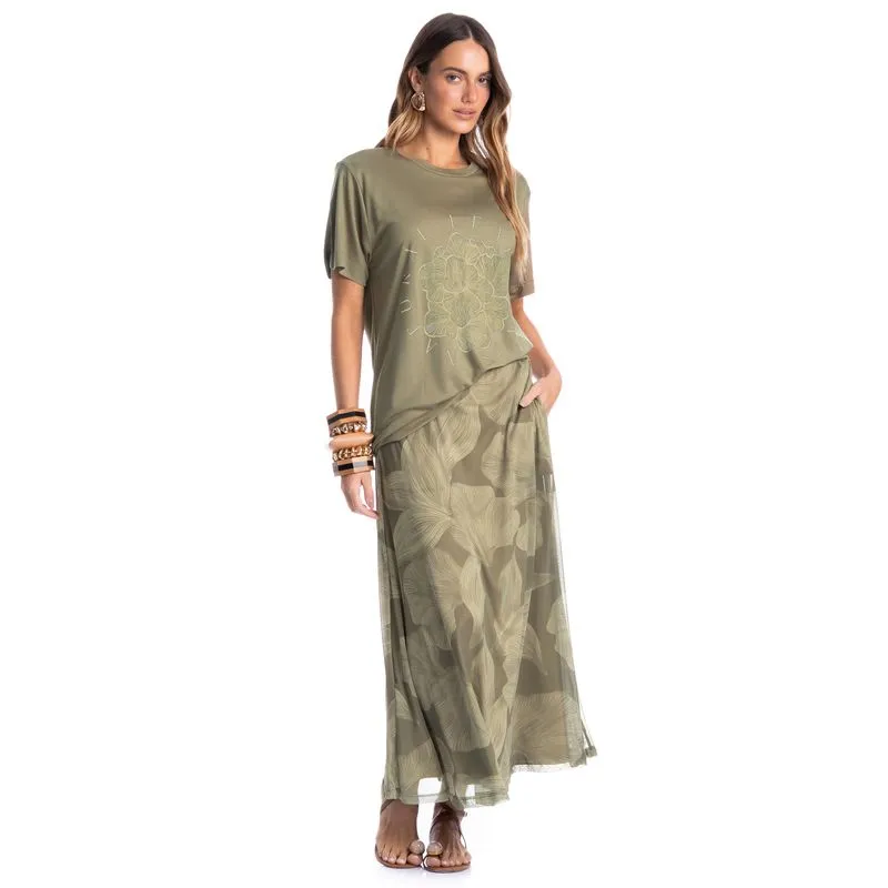 Saia Feminina Em Tule Com Bolso Bruma Verde/M