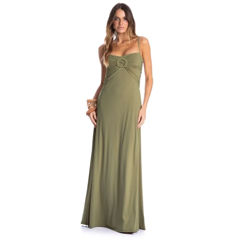 Vestido Feminino Longo Alcinha Orvalho Verde/G