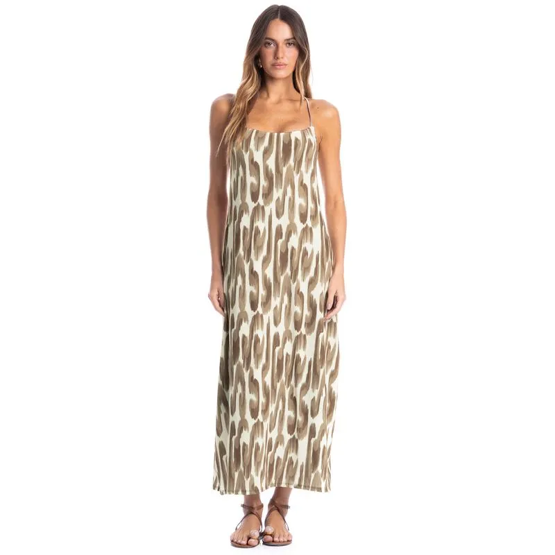 Vestido Feminino Alcinha Costas Cruzadas Savanna Marrom/G