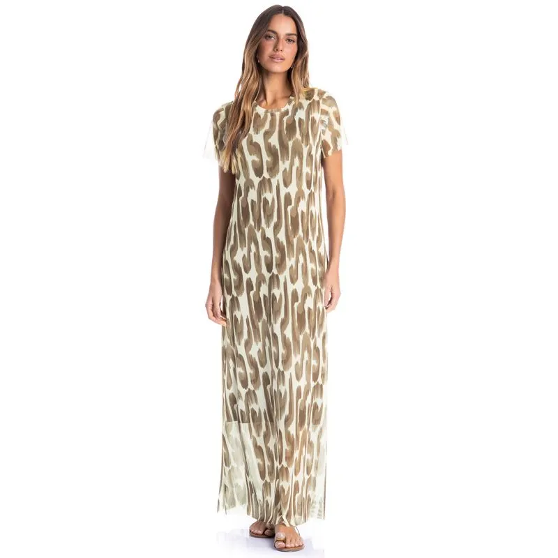 Vestido Em Tule Com Manga E Combinete Savanna Marrom/M