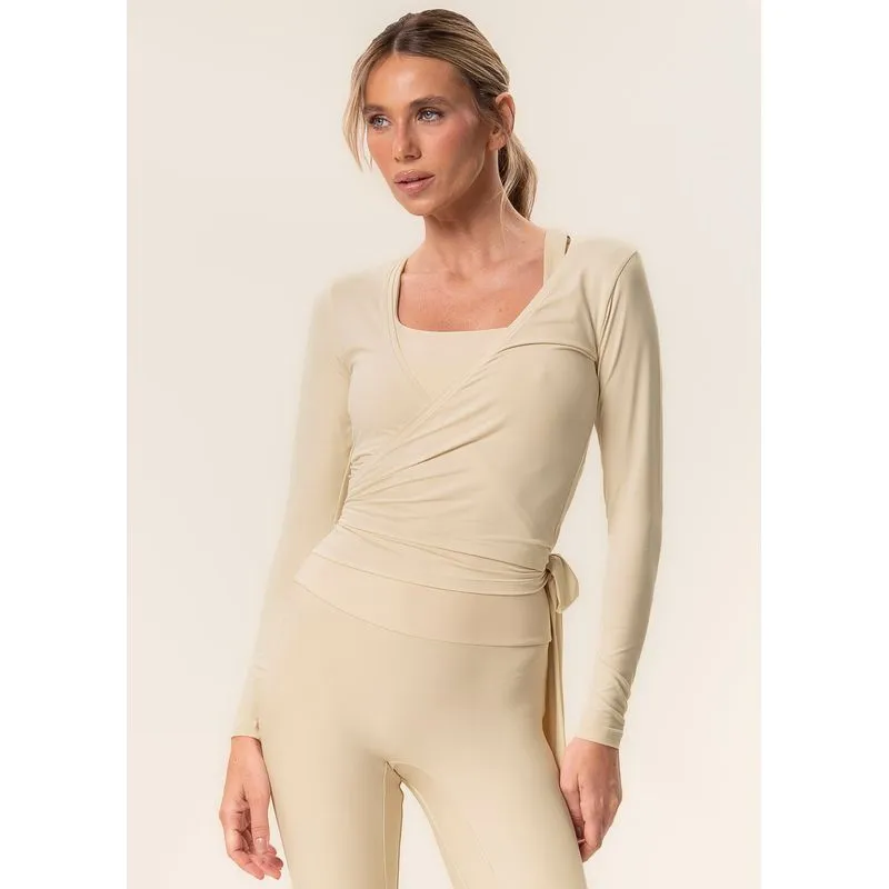 Blusa Transpassada Com Amarre Balance Vivame Bege/P