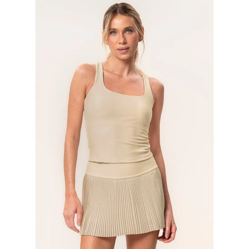 Short Saia Plissado Balance Vivame Bege/M