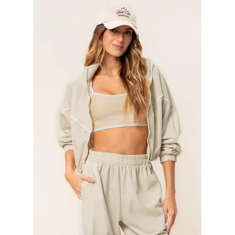 Jaqueta Crop Corta Vento Flex Vivame Bege/M