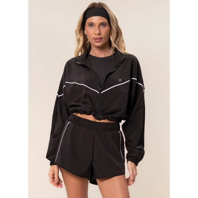 Jaqueta Crop Corta Vento Flex Vivame Preto/G