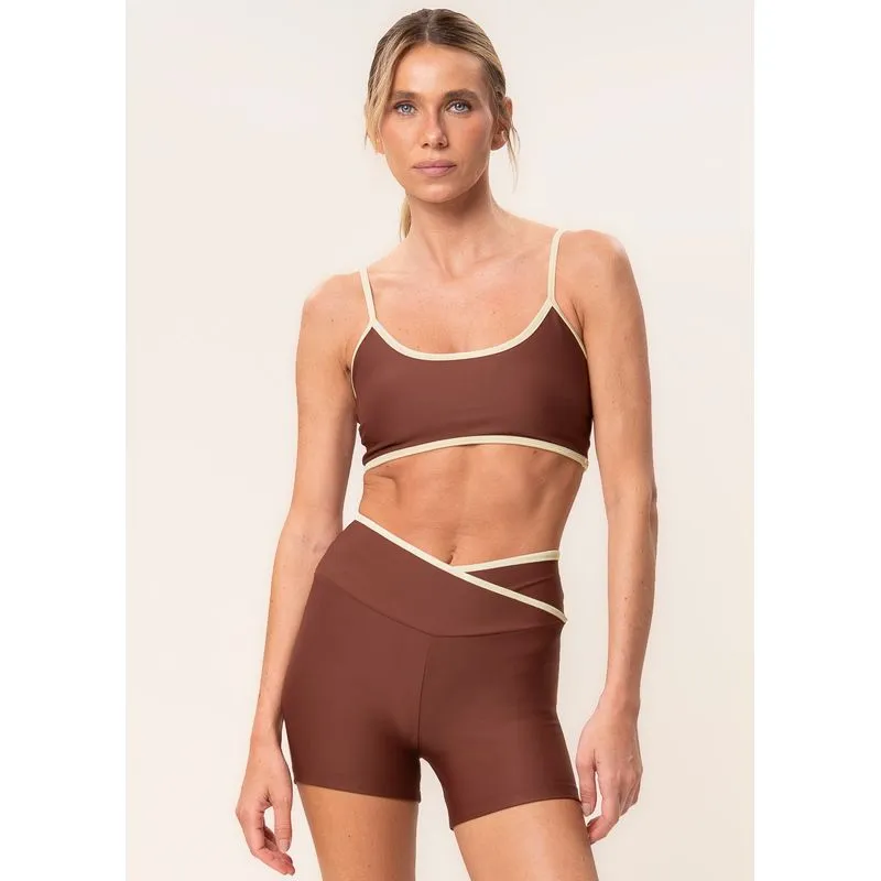 Shorts Curto Wrap Shape Grip Vivame Marrom/G