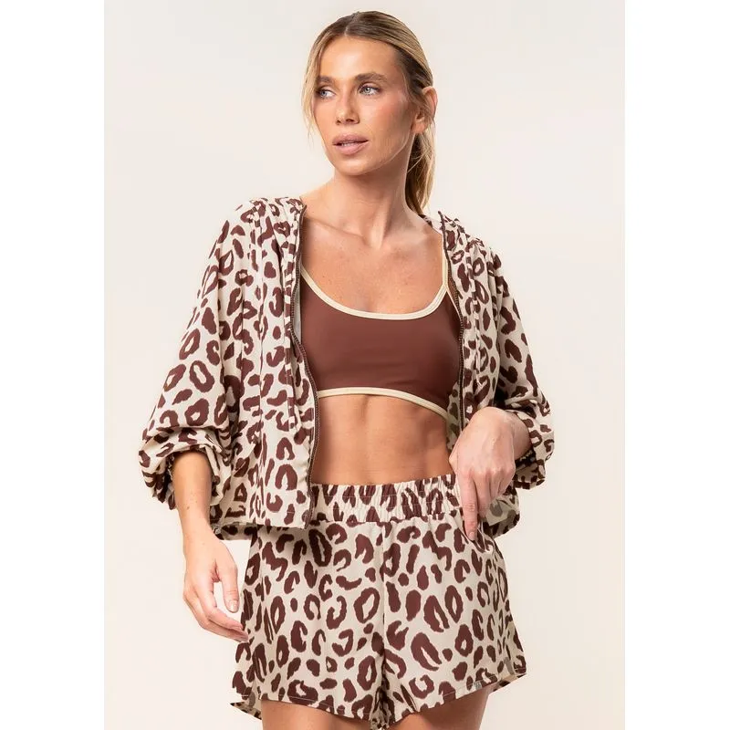 Shorts Duplo Estampado Wild Vivame Marrom/P