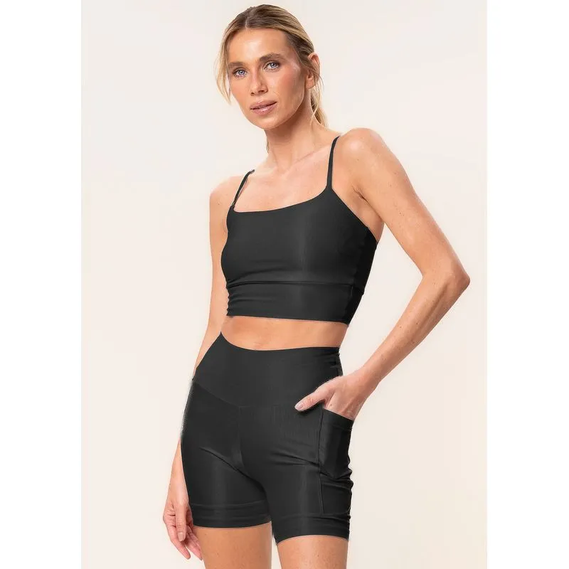Shorts Médio Essential Shape Com 2 Bolsos Glow Black Vivame Preto/M