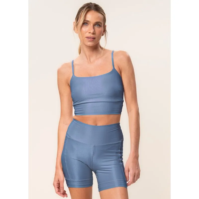 Shorts Médio Essential Shape Com 2 Bolsos Soft Glow Vivame Azul/M