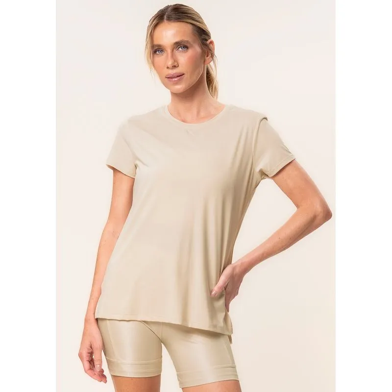 Camiseta Alongada Soft Glow Vivame Bege/G