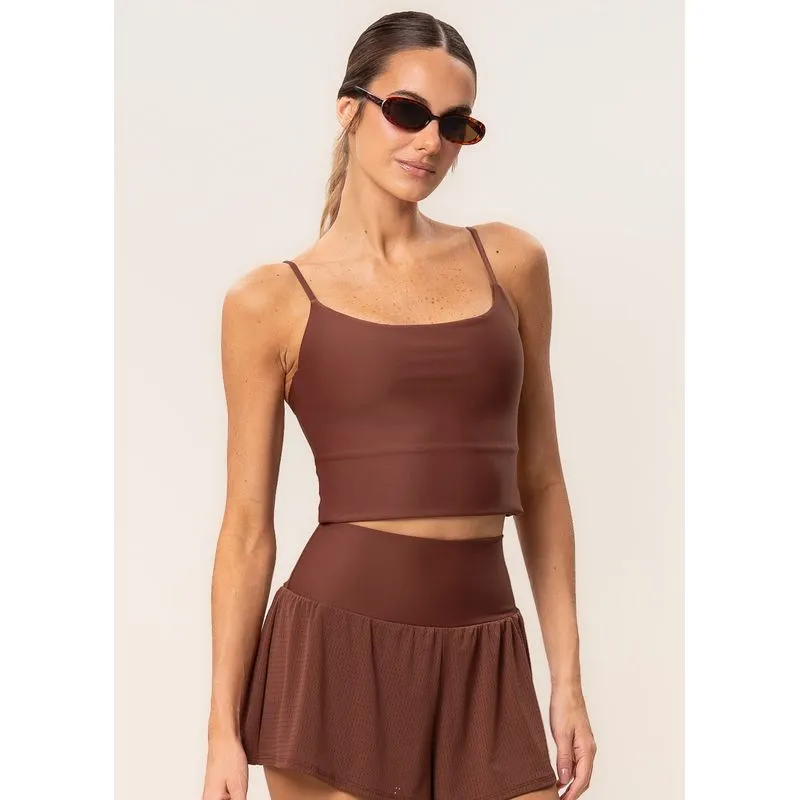 Top Crop Alcinha Daily Vivame Marrom/M