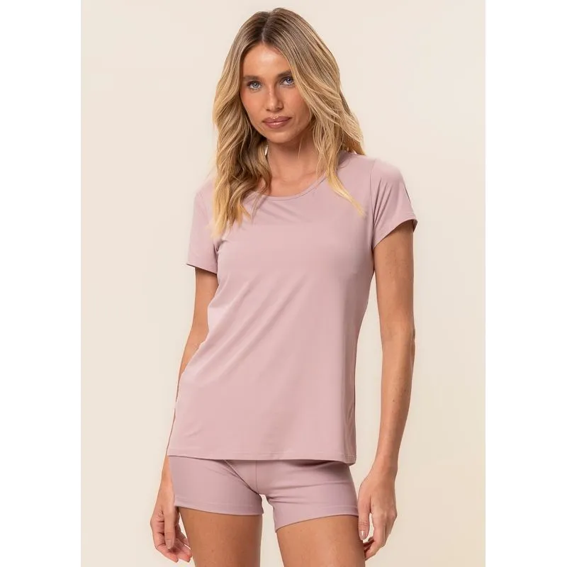 Camiseta Costas Cruzadas Blushed Vivame Rosa-3/M