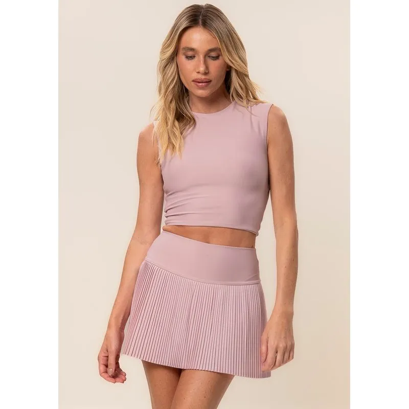 Short Saia Plissado Blushed Vivame Rosa-3/G