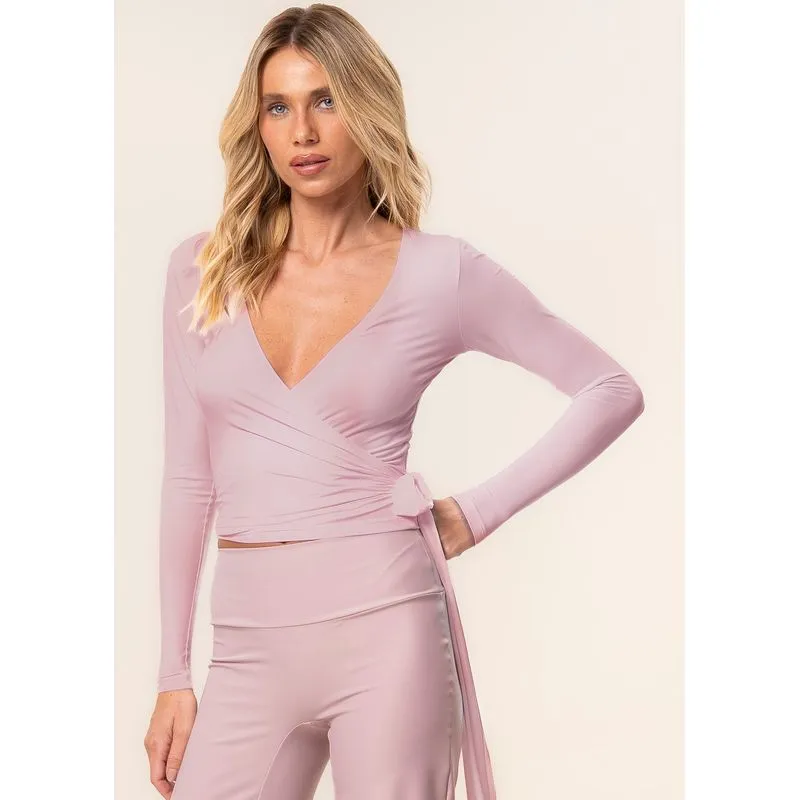 Blusa Transpassada Com Amarre Blushed Vivame Rosa-3/P