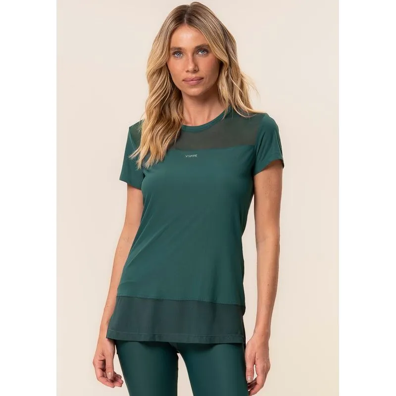 Camiseta Com Tela Compress Vivame Verde/G