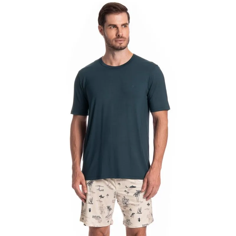 Pijama Masculino Curto Wave Tombini Branco/G