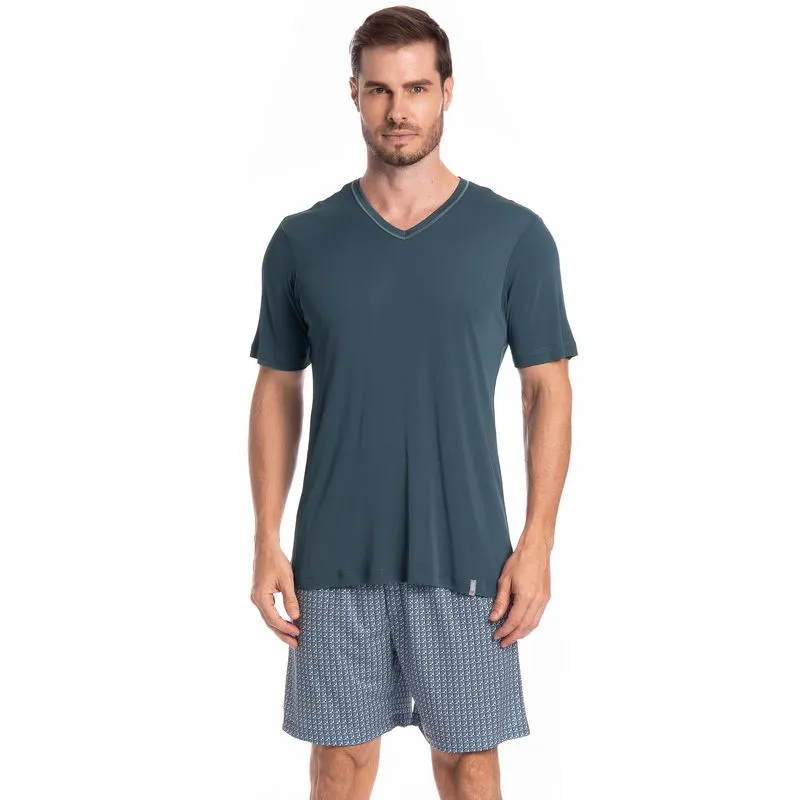 Pijama Masculino Curto Clóvis Tombini Azul Marinho/M