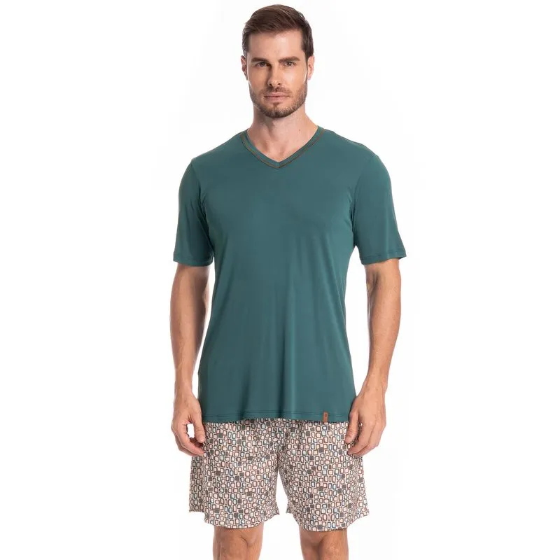 Pijama Masculino Curto Clóvis Tombini Verde/GG