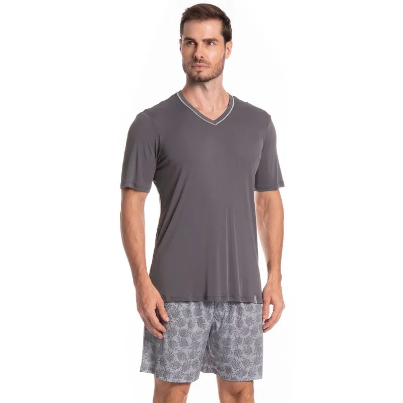 Pijama Masculino Curto Clóvis Tombini Cinza/M
