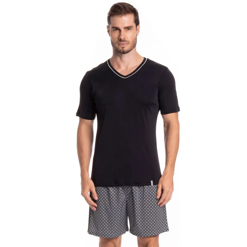 Pijama Masculino Curto Clóvis Tombini Preto/P