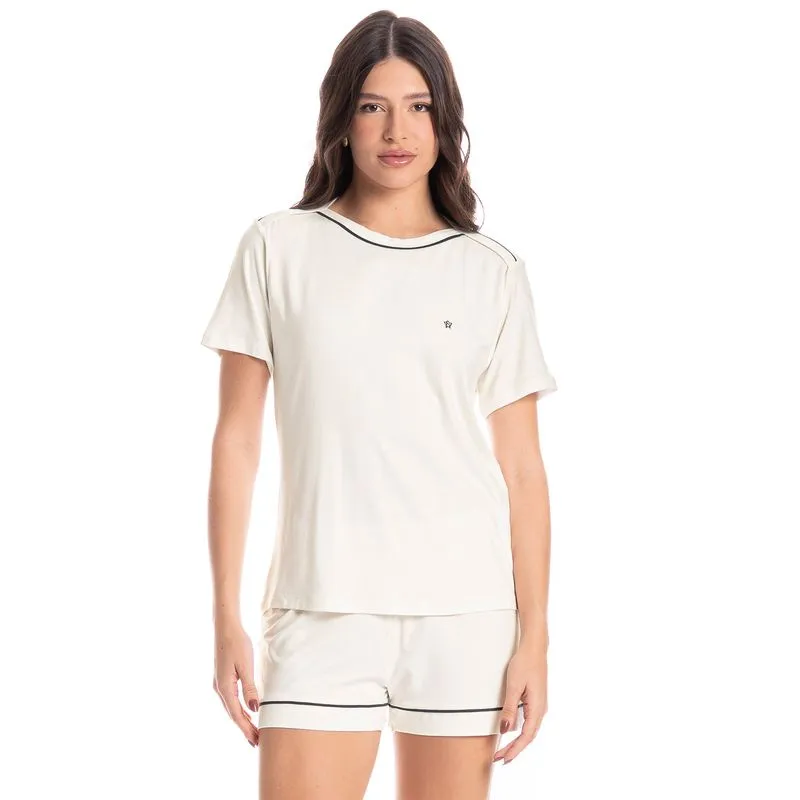 Pijama Feminino Curto Carolina Branco/P
