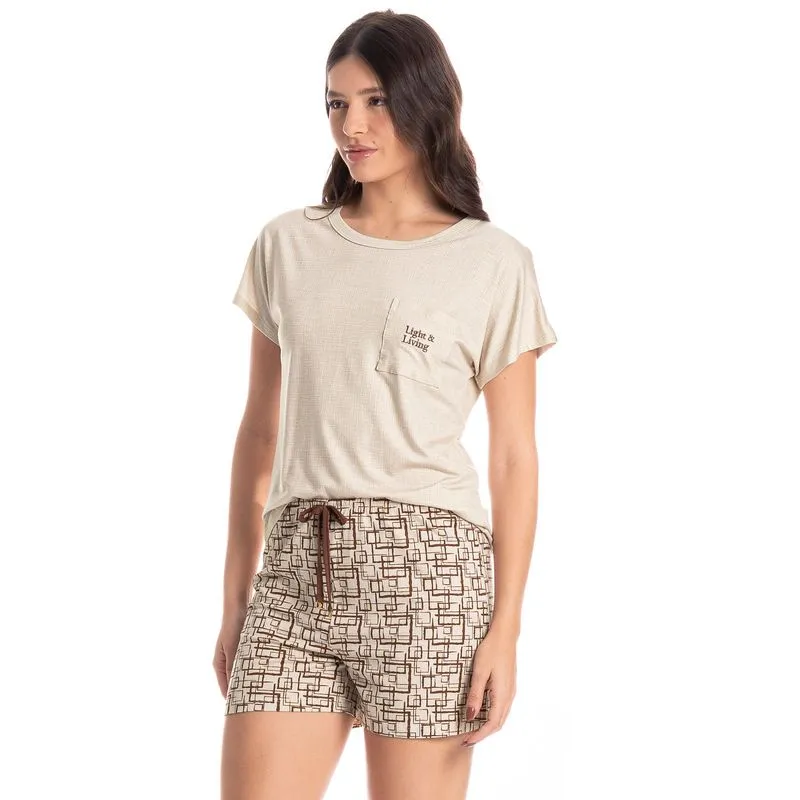 Pijama Feminino Curto Grid Branco/P