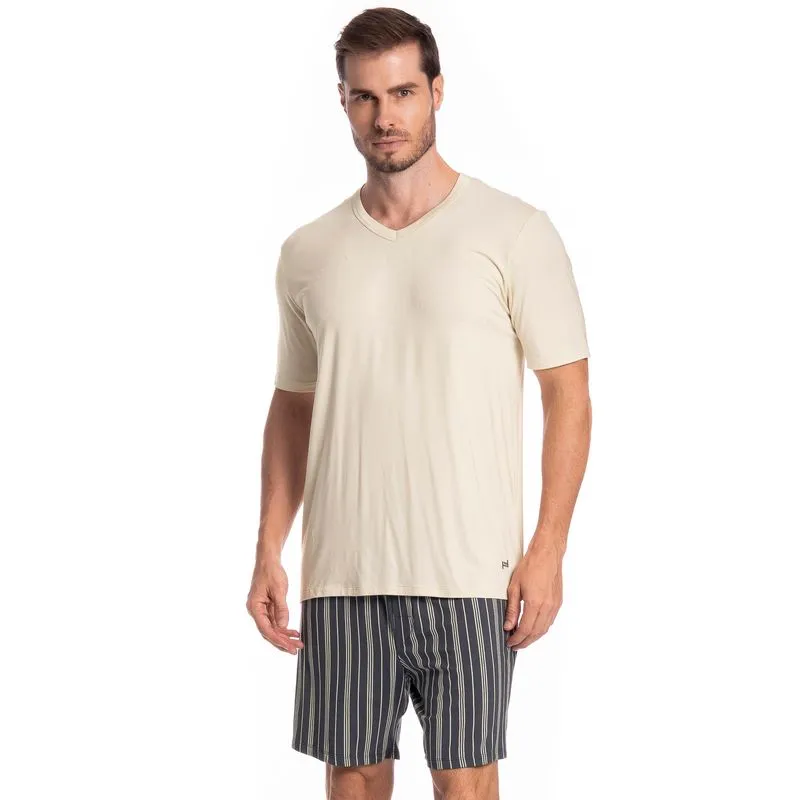 Pijama Masculino Curto Felipe Tombini Cinza/G
