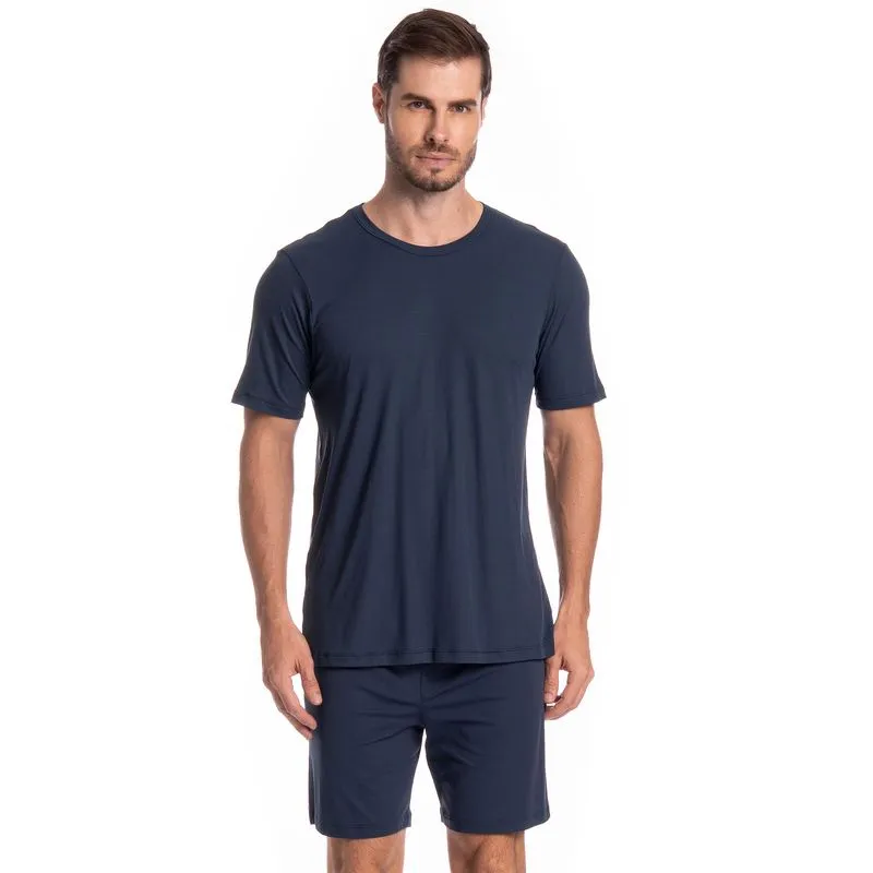 Pijama Masculino Curto Vicente Tombini Azul Marinho/M