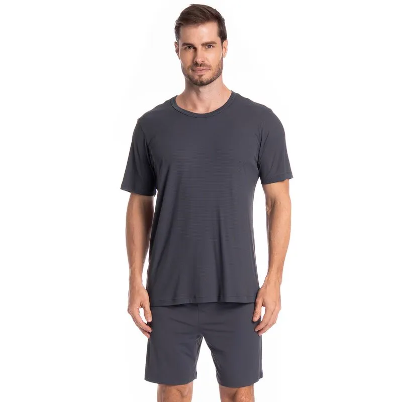 Pijama Masculino Curto Vicente Tombini Cinza/G