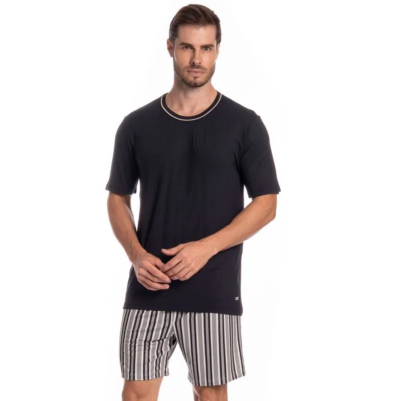 Pijama Masculino Curto Nicolas Tombini Preto/P