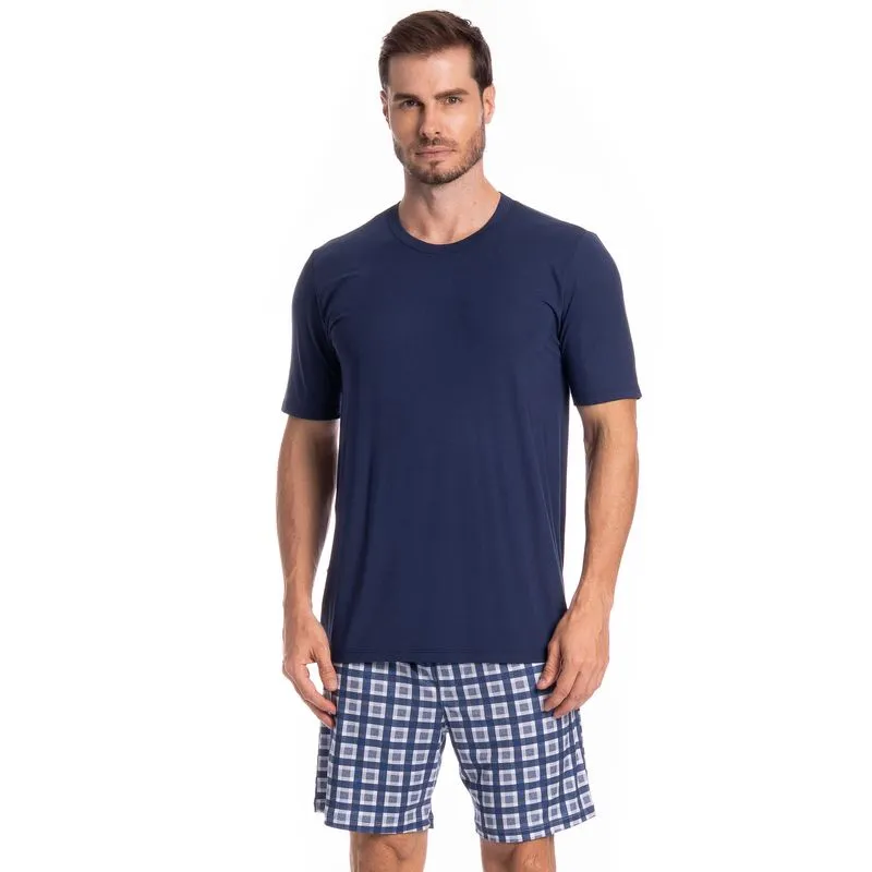 Pijama Masculino Curto Pietro Tombini Azul Marinho/GG