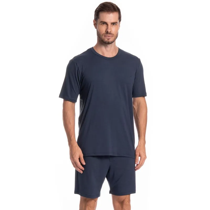 Pijama Masculino Curto Thomas Tombini Azul Marinho/M