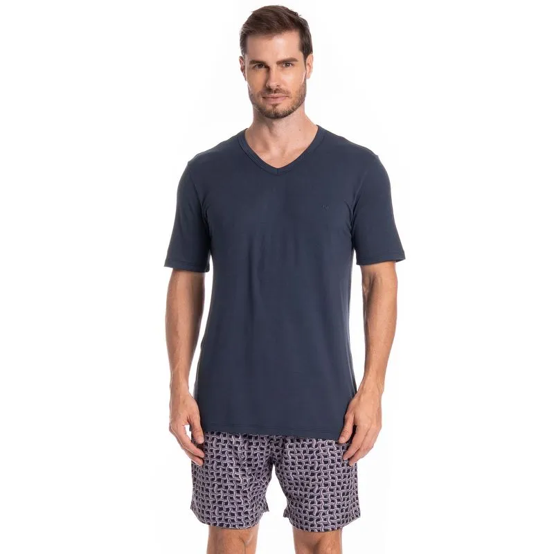 Pijama Masculino Curto Thomas Tombini Azul Marinho/G