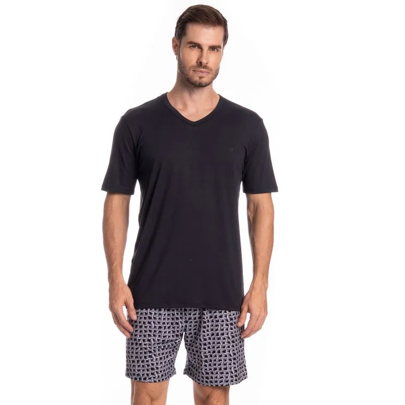 Pijama Masculino Curto Thomas Tombini Preto/G