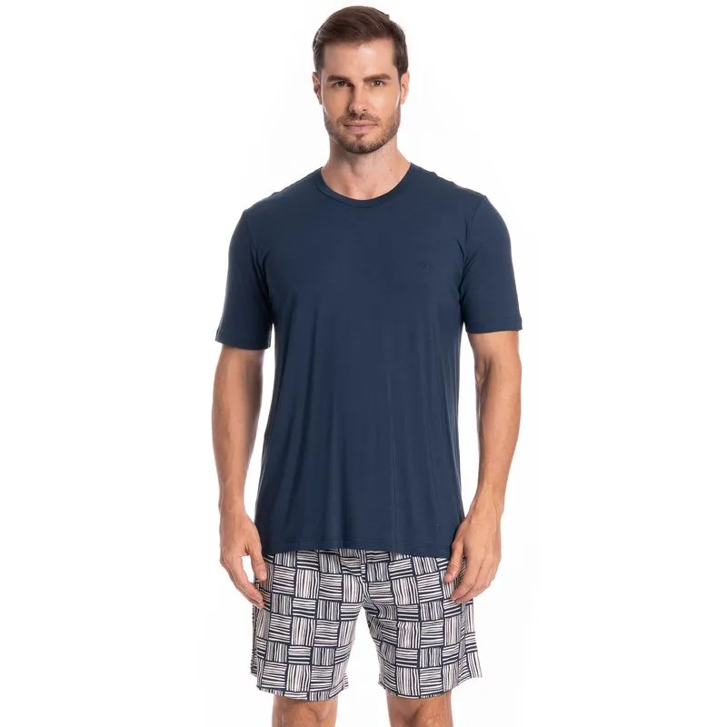 Pijama Masculino Curto Bernardo Tombini Azul Marinho/M