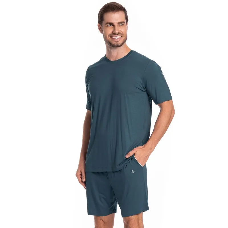 Pijama Masculino Curto Com Bolso Lucca Tombini Azul Marinho/G