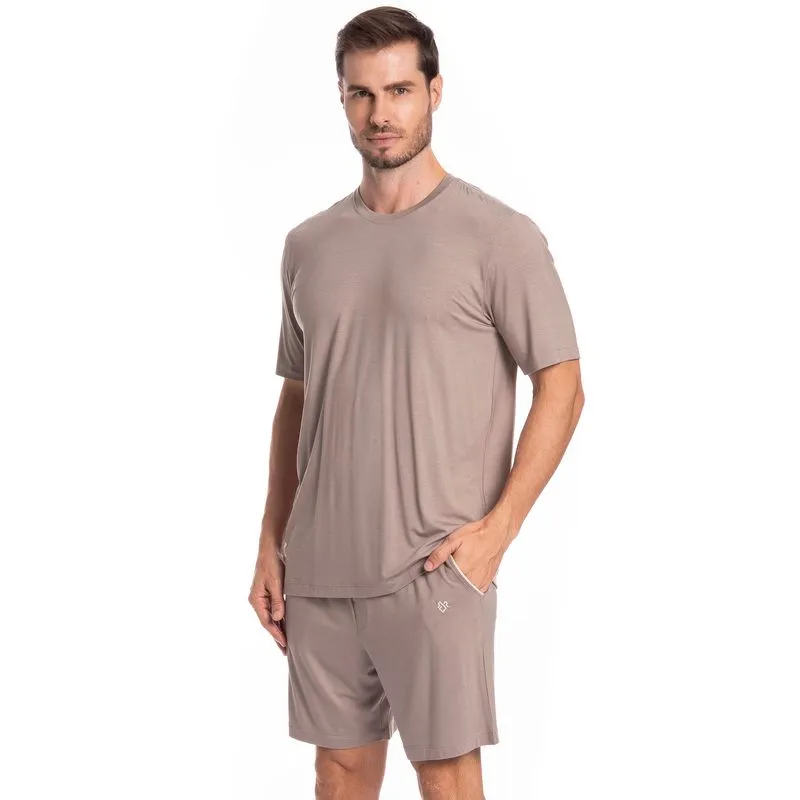 Pijama Masculino Curto Com Bolso Lucca Tombini Bege/P