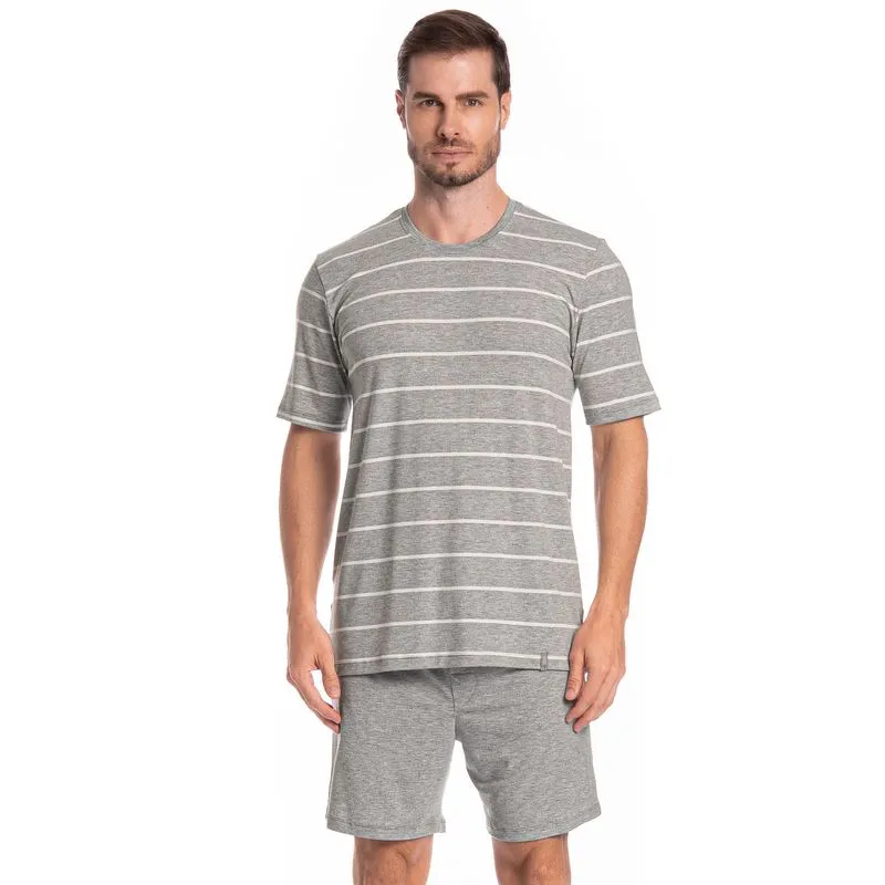 Pijama Masculino Curto Henrique Tombini Cinza/P