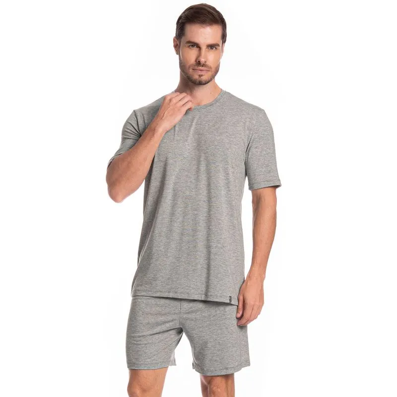 Pijama Masculino Curto Henrique Tombini Cinza/P