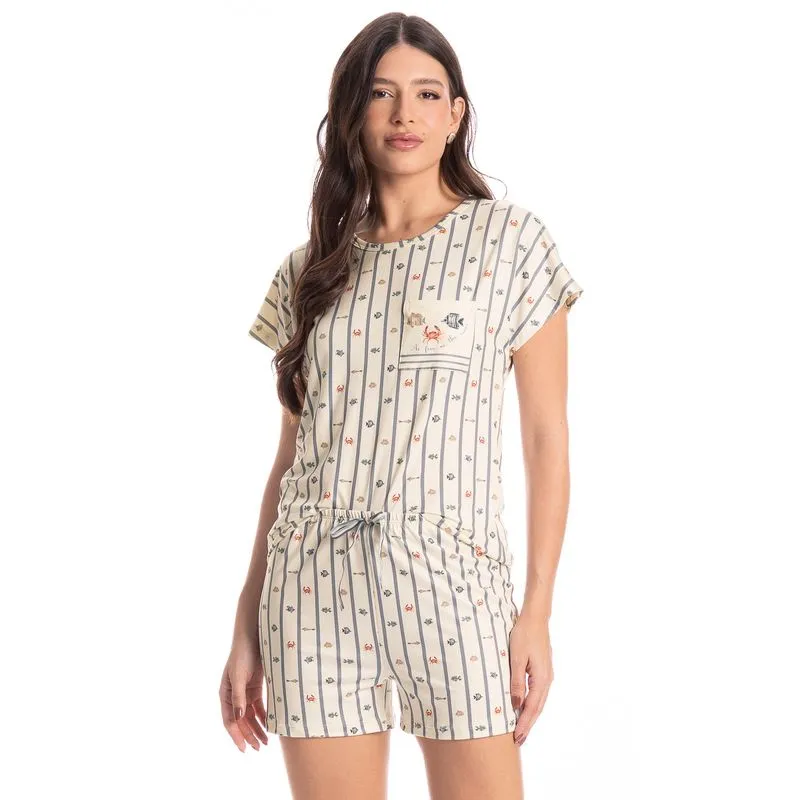 Pijama Feminino Curto Ocean Branco/GG