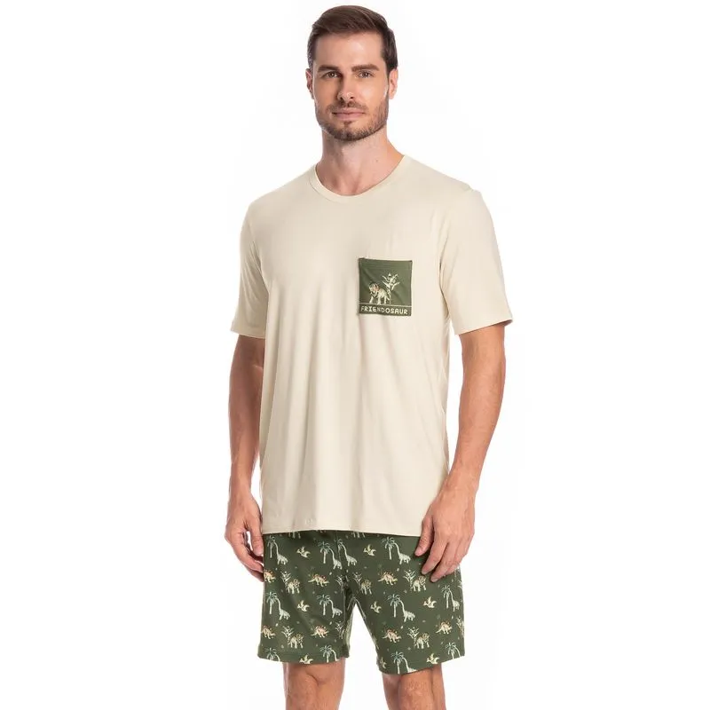 Pijama Masculino Curto Dino Tombini Verde/P
