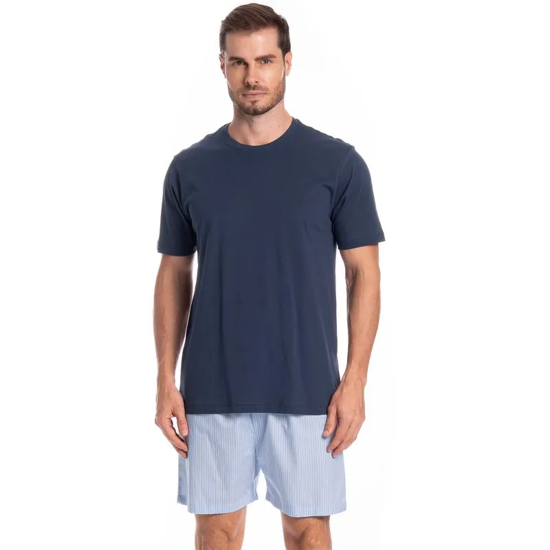 Pijama Masculino Curto Lorenzo Tombini Azul Marinho/GG