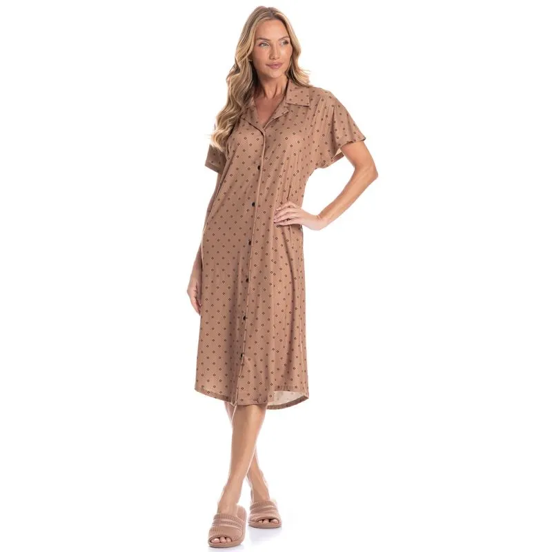 Camisão Feminino Abotoado Médio Betina Marrom/G