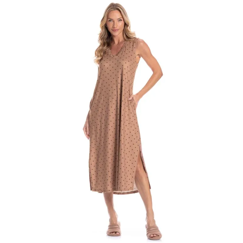 Vestido Midi Regata Com Bolso Betina Marrom/P