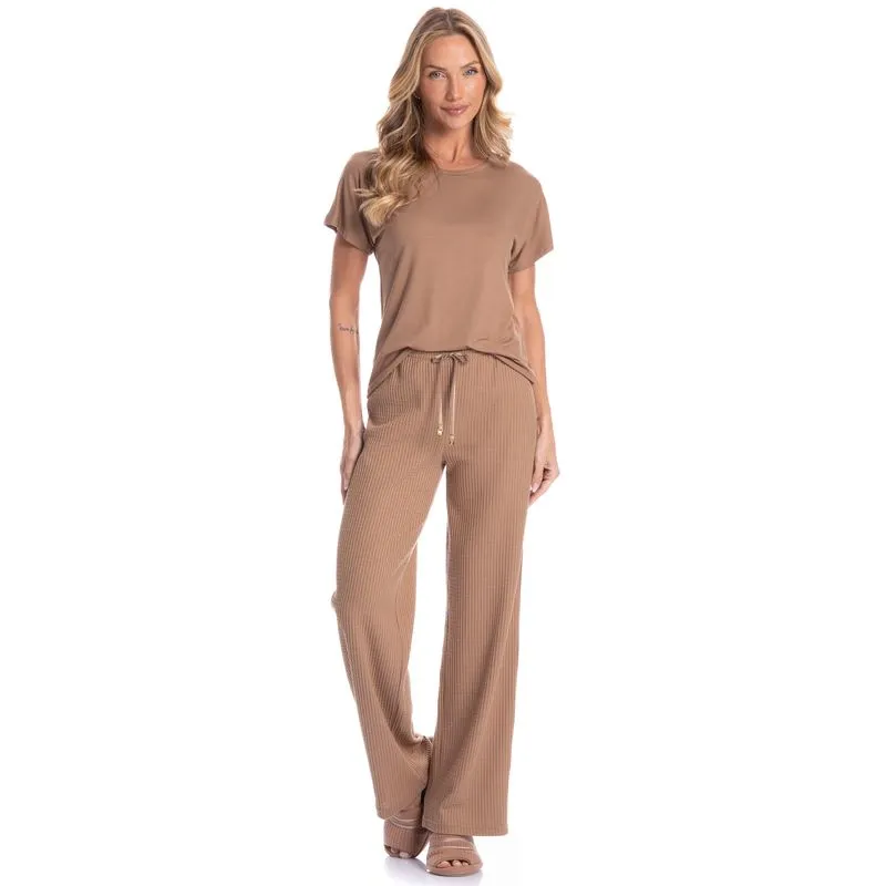 Conjunto Feminino Longo Piquet Marrom/P
