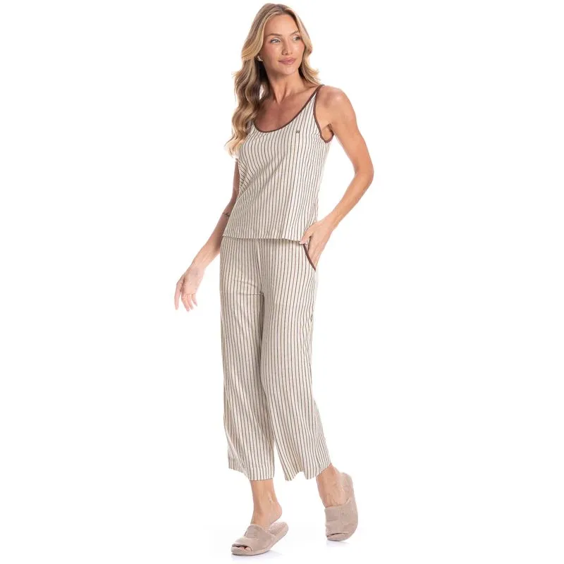 Pijama Feminino Capri Com Bolso Isabel Branco/M